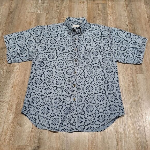 Vintage Bugle Boy Company Short Sleeved Button Down Shirt Mens Size Large - Picture 1 of 7